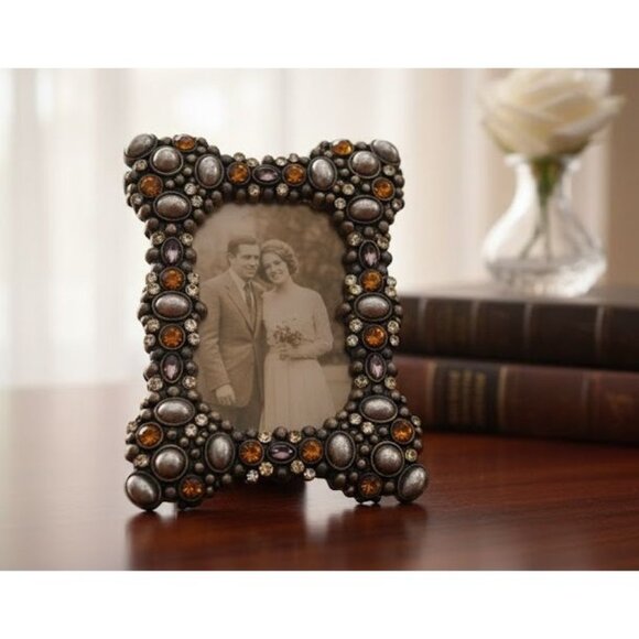 Belle Maison Picture Frame With Amber & Pearl Accents - 4" X 3" - Picture 1 of 6